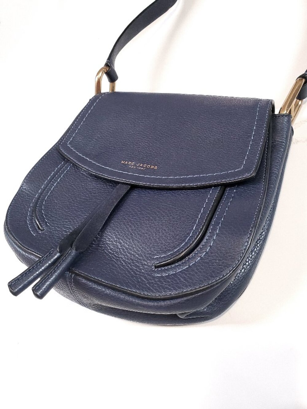Marc Jacobs Maverick Large Saddle Shoulder Bag in Navy Blue Leather - Picture 2 of 13